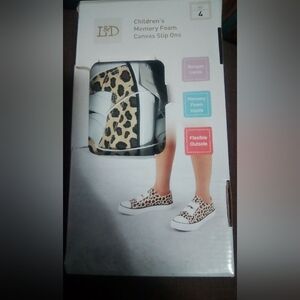 Children's Size 4 (Big Kids) Animal Print Memory Foam Canvas Slip Ons